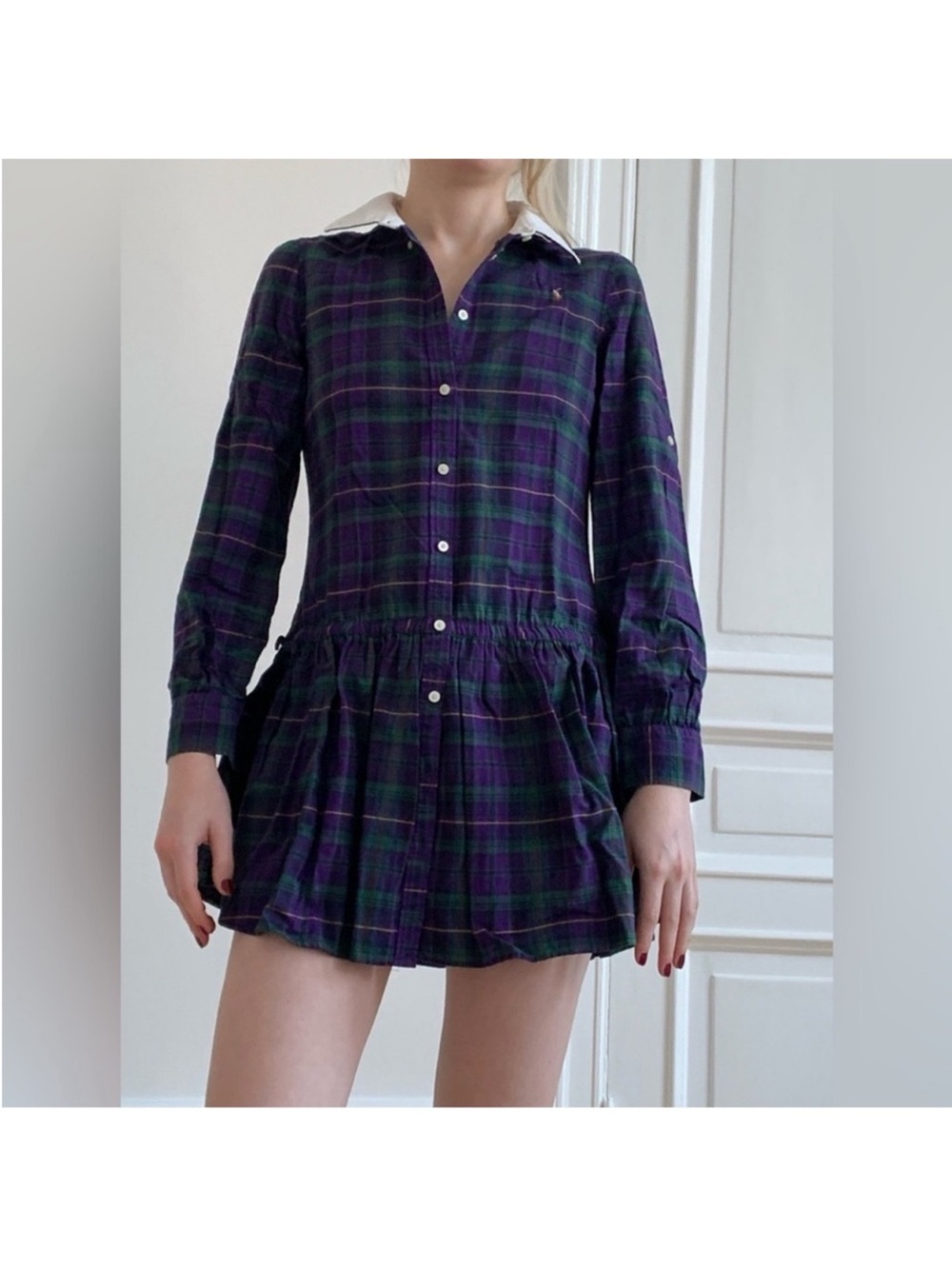 Ralph Lauren girls Size 10 Plaid Tartan Purple and Green Dress